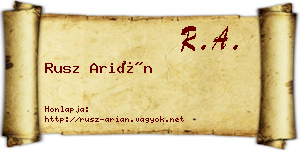 Rusz Arián névjegykártya